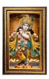 Lord Krishna Digital Golden Balck Color Photo Frame | Hindu Religious Wall Decor | 18x24 Inches - Inspirational Wall Art For Office, Home Decor - Ideal Spiritual Gift (F16521)