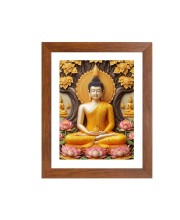 Generic Serene Gautam Buddha Colored Photo | Spiritual Wall Art | Ideal for Home, Office, or Meditation Space | Brown, 11.7 x 8.3 Inch, Polystyrene Frame, Rectangle, Religious