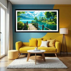 Nature Landscape Floating Frame Scenery Digital Print - (I5754) - 24x36 inch Modern Nature Wall Art for Living Room, Bedroom, Office, Hotels, Drawing Room