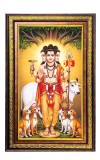 Lord Dattatreya Digital Golden Balck Color Photo Frame | Hindu Religious Wall Decor | 14x20 Inches - Inspirational Wall Art For Office, Home Decor - Ideal Spiritual Gift (F16665)