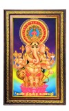 Lord Ganesha Digital Golden Balck Color Photo Frame | Hindu Religious Wall Decor | 10x16 Inches - Inspirational Wall Art For Office, Home Decor - Ideal Spiritual Gift (F16502)