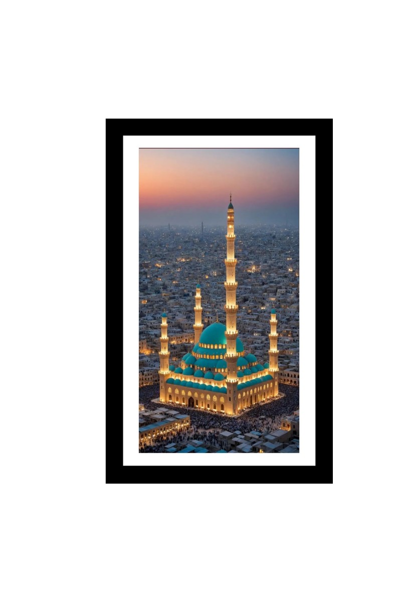 Islamic Mosque at Abu Dhabi Colored Photo at night |Sacred Islamic Wall Art| Ideal for Home or OfficeDecoration