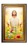 Lord Jesus Digital Golden Balck Color Photo Frame | Hindu Religious Wall Decor | 10x16 Inches - Inspirational Wall Art For Office, Home Decor - Ideal Spiritual Gift (F16740)