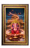 Lord Ganesha Digital Golden Balck Color Photo Frame | Hindu Religious Wall Decor | 10x16 Inches - Inspirational Wall Art For Office, Home Decor - Ideal Spiritual Gift (F16586)