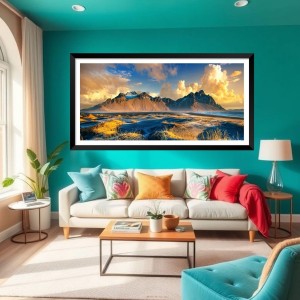 Nature Landscape Floating Frame Scenery Digital Print - (I5552) - 18x36 inch Modern Nature Wall Art for Living Room, Bedroom, Office, Hotels, Drawing Room