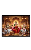 Lord Ganesha Maa Laxmi Saraswati Laminated Photo - 7x9 Inches, Divine Blessings For Home & Office And Temple Decoration (F16102)