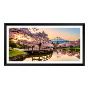 Nature Landscape Floating Frame Scenery Digital Print - (I5929) - 12x24 inch Modern Nature Wall Art for Living Room, Bedroom, Office, Hotels, Drawing Room