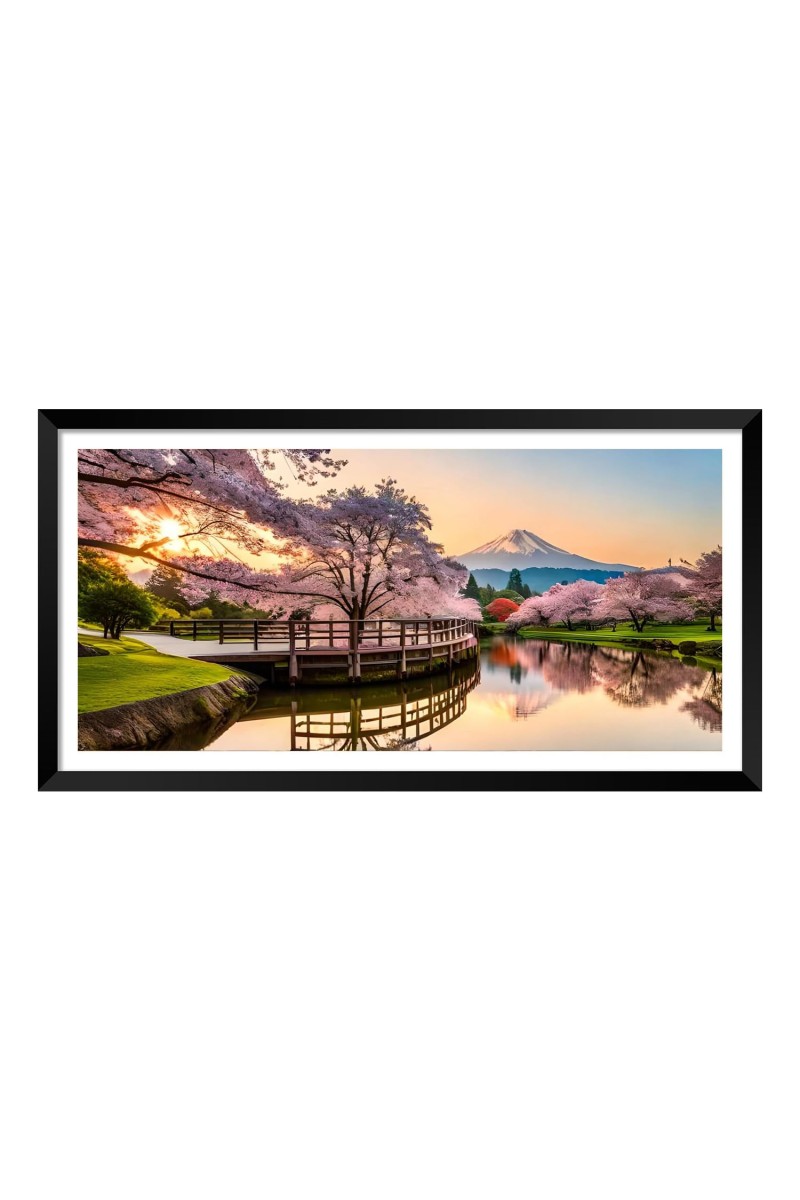 Nature Landscape Floating Frame Scenery Digital Print - (I5929) - 12x24 inch Modern Nature Wall Art for Living Room, Bedroom, Office, Hotels, Drawing Room