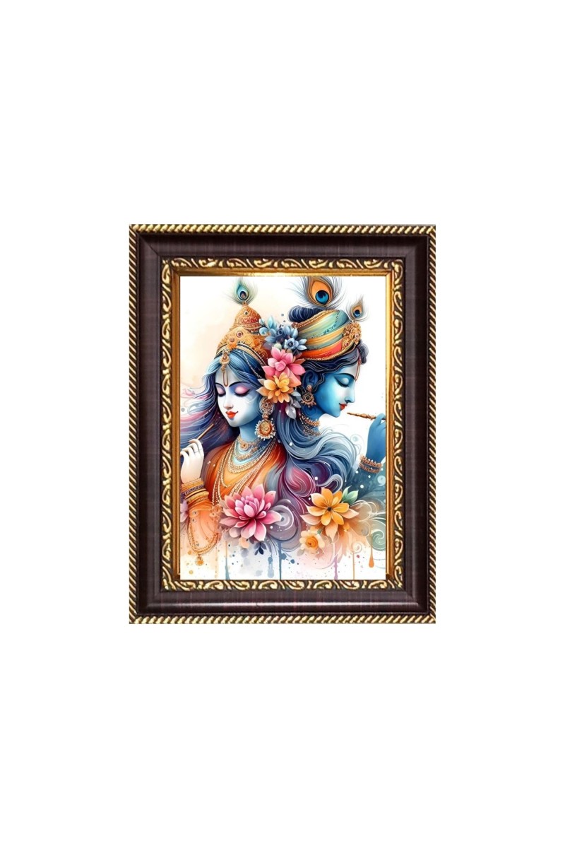Sri Krishna and Sri Radha Digital Print Photo 8.7x10.7 inches - Vibrant Religious Wall Art for Home or Office Decor.
