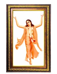 Sri Chaitanya Mahaprabhu Digital Golden Balck Color Photo Frame | Hindu Religious Wall Decor | 16x22 Inches - Inspirational Wall Art For Office, Home Decor - Ideal Spiritual Gift (F16698)