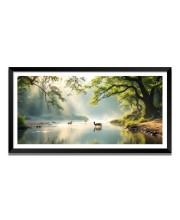 Nature Landscape Floating Frame Scenery Digital Print - (I5610) - 12x24 inch Modern Nature Wall Art for Living Room, Bedroom, Office, Hotels, Drawing Room