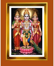 Lord Murugan Golden Photo Frame - 12x16 Inches | Elegant Wooden Frame For Home, Office & Temple Decoration | Spiritual Wall & Table Decor And Gift Item (F9790)