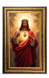 Lord Jesus Digital Golden Balck Color Photo Frame | Hindu Religious Wall Decor | 10x16 Inches - Inspirational Wall Art For Office, Home Decor - Ideal Spiritual Gift (F16760)