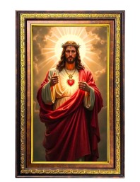 Lord Jesus Digital Golden Balck Color Photo Frame | Hindu Religious Wall Decor | 18x24 Inches - Inspirational Wall Art For Office, Home Decor - Ideal Spiritual Gift (F16760)