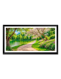 Nature Landscape Floating Frame Scenery Digital Print - (I5853) - 24x48 inch Modern Nature Wall Art for Living Room, Bedroom, Office, Hotels, Drawing Room