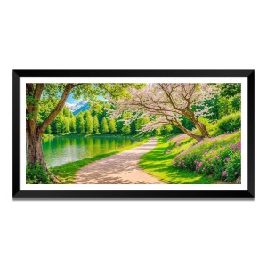Nature Landscape Floating Frame Scenery Digital Print - (I5853) - 12x24 inch Modern Nature Wall Art for Living Room, Bedroom, Office, Hotels, Drawing Room