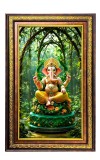Lord Ganesha Digital Golden Balck Color Photo Frame | Hindu Religious Wall Decor | 10x16 Inches - Inspirational Wall Art For Office, Home Decor - Ideal Spiritual Gift (F16583)