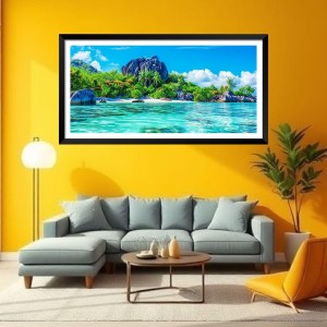 Nature Landscape Floating Frame Scenery Digital Print - (I5745) - 18x36 inch Modern Nature Wall Art for Living Room, Bedroom, Office, Hotels, Drawing Room