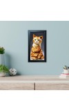 Hitech Sales Cat Picture of Cake Wall-Mount Polystyrene Photo Frame Home Decoration and Gifting, 9.6 x 15.6 inches Black Frame (Pack of 1, Printed Photo)
