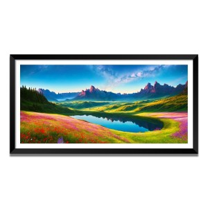Nature Landscape Floating Frame Scenery Digital Print - (I5559) - 12x24 inch Modern Nature Wall Art for Living Room, Bedroom, Office, Hotels, Drawing Room