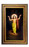 Sri Chaitanya Mahaprabhu Digital Golden Balck Color Photo Frame | Hindu Religious Wall Decor | 16x22 Inches - Inspirational Wall Art For Office, Home Decor - Ideal Spiritual Gift (F16779)