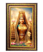 Goddess Lakshmi Digital Golden Balck Color Photo Frame | Hindu Religious Wall Decor | 12x18 Inches - Inspirational Wall Art For Office, Home Decor - Ideal Spiritual Gift (F16762)
