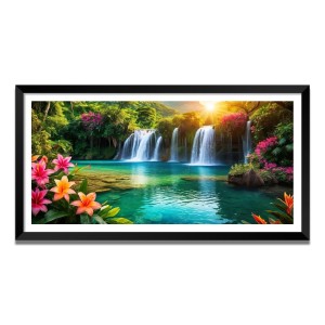 Nature Landscape Floating Frame Scenery Digital Print - (I5783) - 12x24 inch Modern Nature Wall Art for Living Room, Bedroom, Office, Hotels, Drawing Room