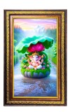 Lord Ganesha Digital Golden Balck Color Photo Frame | Hindu Religious Wall Decor | 12x18 Inches - Inspirational Wall Art For Office, Home Decor - Ideal Spiritual Gift (F16813)