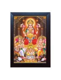 Hitech Lakshmi/mahalaxmi with Ganesh Saraswati and dhan kuber Laminated photo frame for Wall, Temple, Outdoor Spaces Home Decor, gifts (Pvc Frame and Front - Glass, 8 x 6 inch)