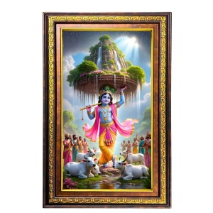 Lord Krishna Lifting Govardhana Digital Golden Balck Color Photo Frame | Hindu Religious Wall Decor | 12x18 Inches - Inspirational Wall Art For Office, Home Decor - Ideal Spiritual Gift (F16686) Lord Krishna Lifting Govardhana Digital Golden Balck Color Photo Frame | Hindu Religious Wall Decor | 12x18 Inches - Inspirational Wall Art For Office, Home Decor - Ideal Spiritual Gift (F16686)