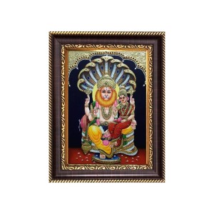 Lord Narasima And Mata Lakshmi Digital Print Photo 10.7x12.7 inches - Vibrant Religious Wall Art for Home or Office Decor.