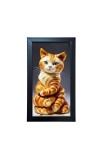 Hitech Sales Cat Picture of Cake Wall-Mount Polystyrene Photo Frame Home Decoration and Gifting, 9.6 x 15.6 inches Black Frame (Pack of 1, Printed Photo)