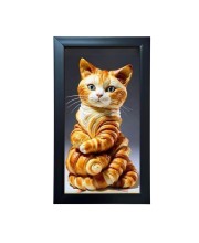 Hitech Sales Cat Picture of Cake Wall-Mount Polystyrene Photo Frame Home Decoration and Gifting, 9.6 x 15.6 inches Black Frame (Pack of 1, Printed Photo)