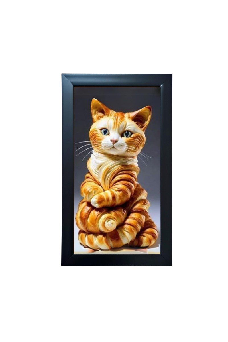 Hitech Sales Cat Picture of Cake Wall-Mount Polystyrene Photo Frame Home Decoration and Gifting, 9.6 x 15.6 inches Black Frame (Pack of 1, Printed Photo)