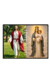 Jesus Immaculate Heart Of Mary Laminated Photo - 11x13 Inches, Divine Blessings For Home & Office And Temple Decoration (F16245)