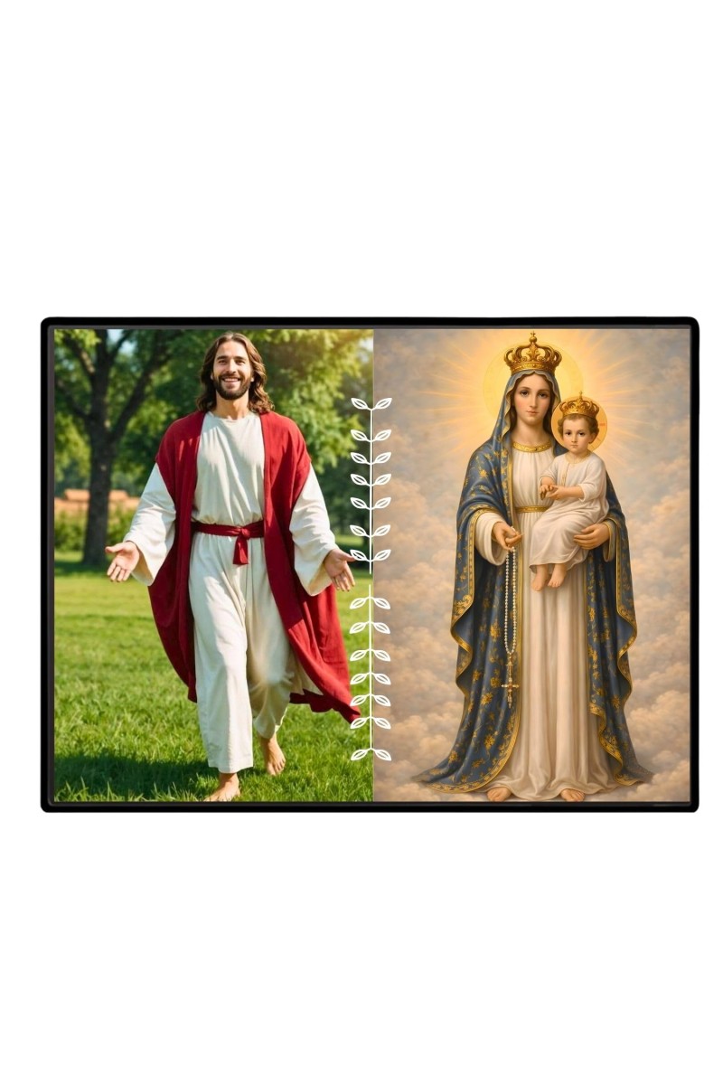 Jesus Immaculate Heart Of Mary Laminated Photo - 11x13 Inches, Divine Blessings For Home & Office And Temple Decoration (F16245)