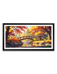 Nature Landscape Floating Frame Scenery Digital Print - (I5846) - 24x48 inch Modern Nature Wall Art for Living Room, Bedroom, Office, Hotels, Drawing Room