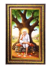 Lord Saibaba Digital Golden Balck Color Photo Frame | Hindu Religious Wall Decor | 10x16 Inches - Inspirational Wall Art For Office, Home Decor - Ideal Spiritual Gift (F16786)