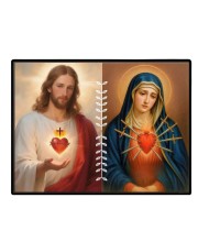 Jesus And Immaculate Heart Of Mary Laminated Photo - 5x7 Inches, Divine Blessings For Home & Office And Temple Decoration (F16195)