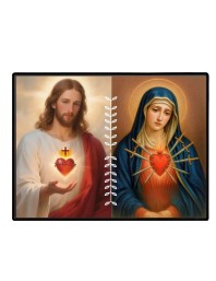 Jesus And Immaculate Heart Of Mary Laminated Photo - 9x11 Inches, Divine Blessings For Home & Office And Temple Decoration (F16195)