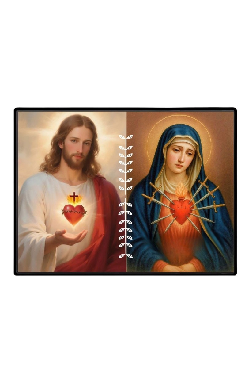 Jesus And Immaculate Heart Of Mary Laminated Photo - 5x7 Inches, Divine Blessings For Home & Office And Temple Decoration (F16195)