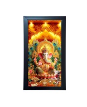 Hitech Sales Lord Ganeshji in Temple Photo Frame – Acrylic Wall Decor for Home, Office & Temple (39.5 x 24.3 cm)