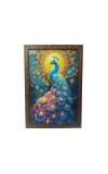Majestic Peacock with Floral Halo Wall Art – 3D Embellished Decorative Frame Painting (size13.5/19.5 inches)