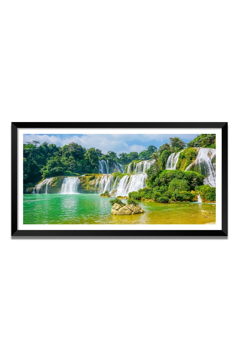 Nature Landscape Floating Frame Scenery Digital Print - (I5585) - 24x48 inch Modern Nature Wall Art for Living Room, Bedroom, Office, Hotels, Drawing Room