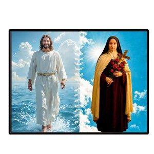 Jesus Christ-St. Therese Of Lisieux Laminated Photo - 7x9 Inches, Divine Blessings For Home & Office And Temple Decoration (F16250)