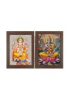Hitech Sales Shree Ganesh and Lord Vishnu Double Picture Folding Photo Frame for Table, Home, Pooja Room Decor (Brown, 2 Printed Photos, Tabletop)