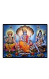 Lord Brahma VISHNU Mahesh Laminated Photo - 5x7 Inches, Divine Blessings For Home & Office And Temple Decoration (F16050)
