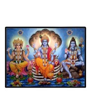 Lord Brahma VISHNU Mahesh Laminated Photo - 11x13 Inches, Divine Blessings For Home & Office And Temple Decoration (F16050)