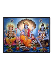 Lord Brahma VISHNU Mahesh Laminated Photo - 11x13 Inches, Divine Blessings For Home & Office And Temple Decoration (F16050)