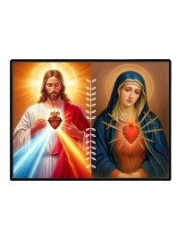 Jesus And Immaculate Heart Of Mary Laminated Photo - 13x15 Inches, Divine Blessings For Home & Office And Temple Decoration (F16186)